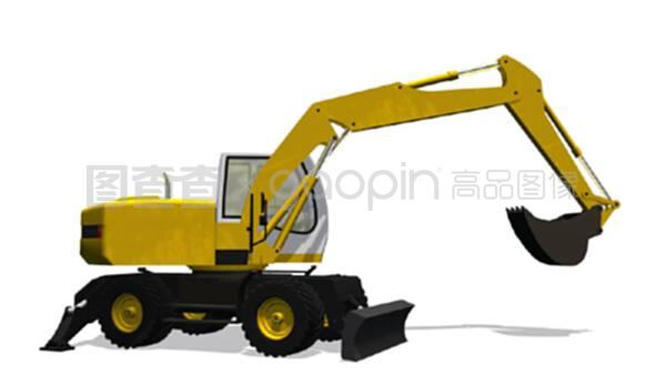 白色背景的挖掘機(jī)-建筑機(jī)械